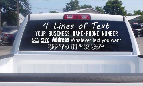 (1) 4 line custom back window business truck car vehicle vinyl lettering decal