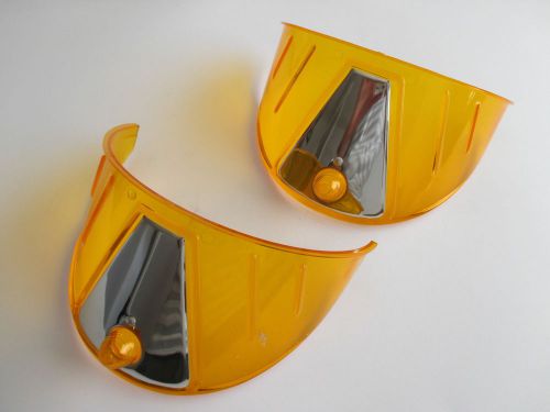 Pair of 7&#034; amber plastic headlight visors new ford holden chev hotrod