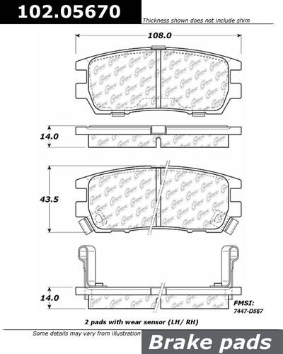 Centric 102.05670 brake pad or shoe, rear-standard metallic brake pad