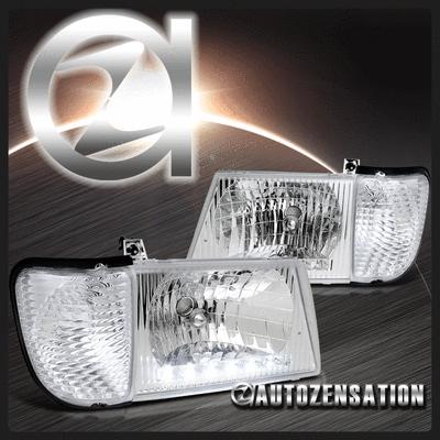 92-06 ford e350 e450 econoline clear led headlights & corner turn signal lights