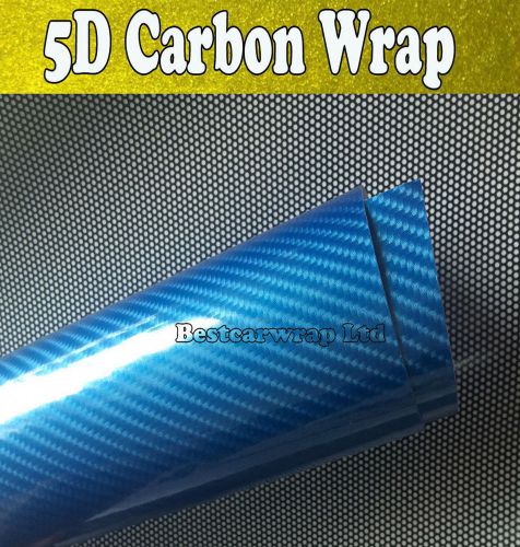 Hot 5d blue high glossy carbon fiber vinyl car wrap sticker decal sheet air free