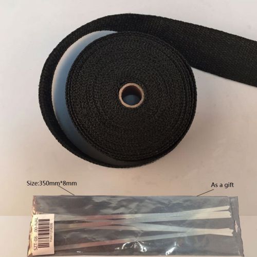 Black insulating exhaust wrap copper wrap ,3.81cm*10m with stainless ties kit