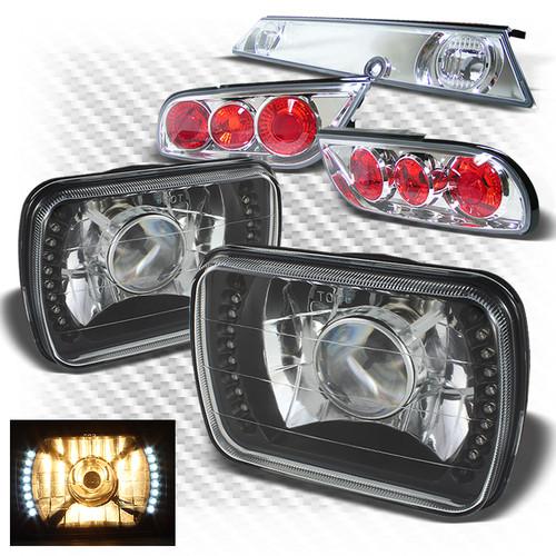 89-94 240sx black pro headlights w/super-bright led + altezza style tail lights