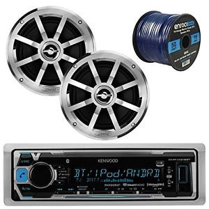 Kenwood kmrm315btbluetooth marine boat stereo, 2x jensen 6.5&#034; speaker, 50ft wire