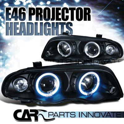 Bmw 99-01 e46 4dr sedan 323i 328i halo projector headlights black