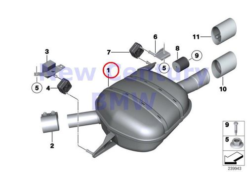 Bmw genuine exhaust system rear rear muffler left f10 f10n