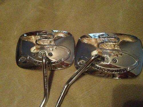 2 harley davidson side mirrors live to ride/ ride to live chrome gold