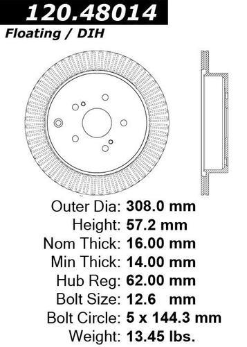 Centric 120.48014 rear brake rotor/disc-premium rotor-preferred