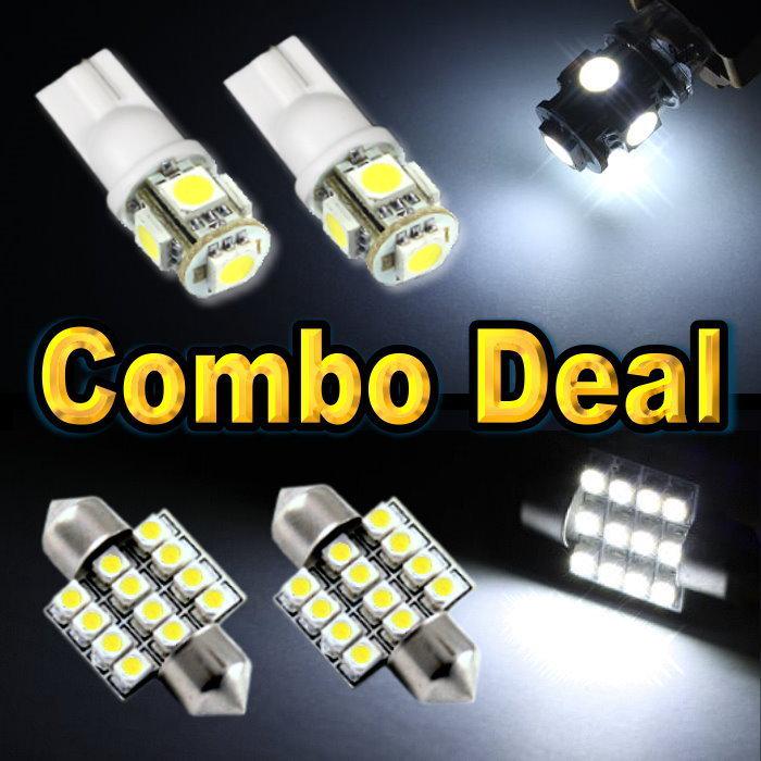 White led map t10 + dome lights 1.25" 31mm package deal #12