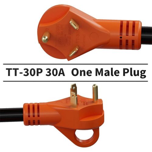 Rv y adapter cord 30a to two 15a rv adapter tt-30p male plug to 5-15r female