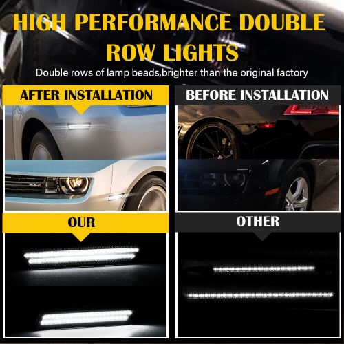 4 white led front side marker light smoke for 10 11 12 13 14 15 chevrolet camaro