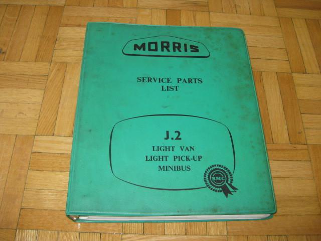 1957 morris j.2 light van pickup minibus parts list manual j2 original