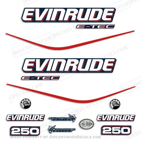 Fits evinrude 250hp e-tec decal kit - blue cowl