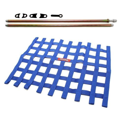 Racequip blue window net and mounting install kit non sfi circle track racing