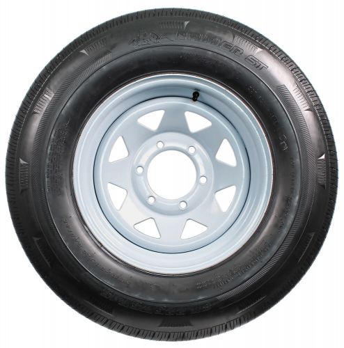 2-pack trailer tire st225/75r15 lrd 15x6 6-5.5 white spoke wheel rim 4.27 cb