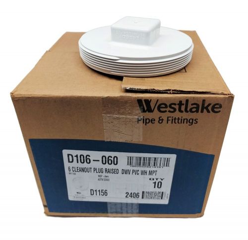 Case of 10 westlake d106-060 cleanout plug m 6&#034; dmv white