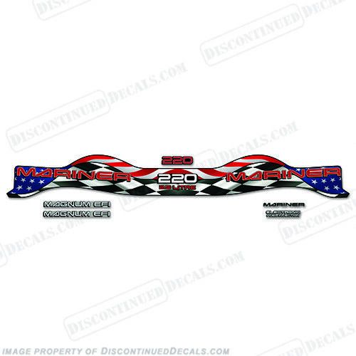 Fits custom mariner 220hp decal kit (racing/us flag) - wrap around