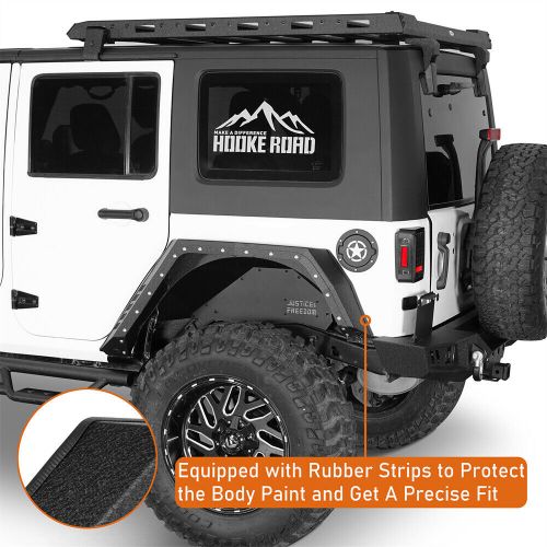 Hooke road rear fender flares w/exposed bolts for 2007-2018 jeep wrangler jk 4dr