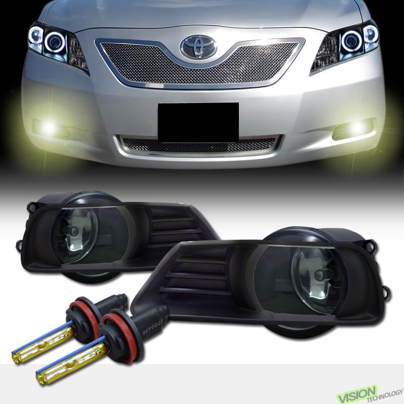 H11 3000k hid+smoke lens driving/bumper fog lights lamps pair 07-09 toyota camry