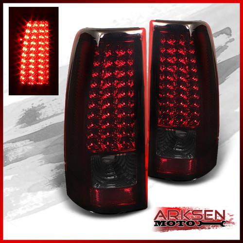 03-06 silverado 04-06 gmc sierra pickup red smoke led tail lights lamp pair set