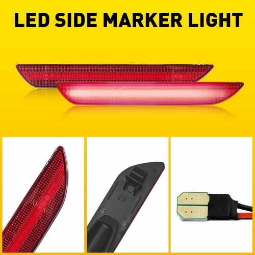 Red lens led rear red side bumper marker lamp lights for 2015-up ford mustang