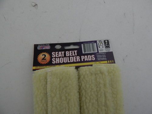 Seat belt cover simulated sheepskin shoulder pads 4 pair (beige &amp; cream)