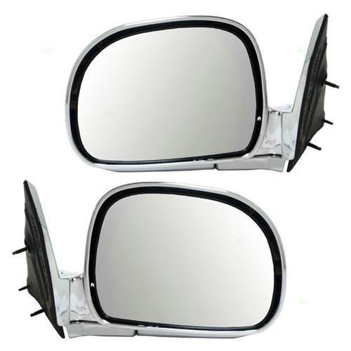 New pair set manual side view mirror glass housing chrome chevrolet gmc isuzu