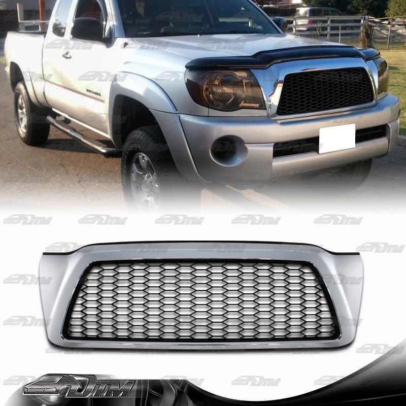 2005-2009 toyota tacoma jdm style chrome honeycomb mesh abs plastic front grille