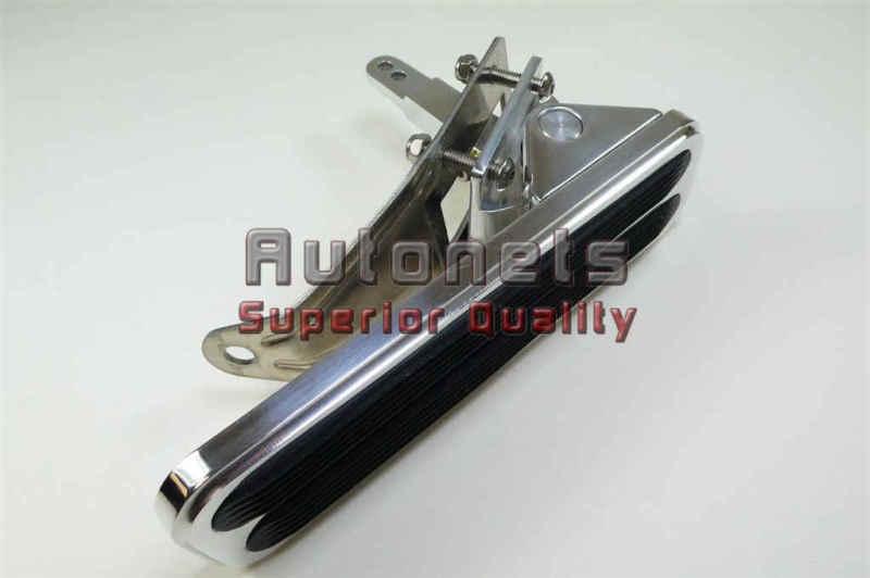 Universal polished aluminum rectangular gas pedal pad floor mount hot rat rod