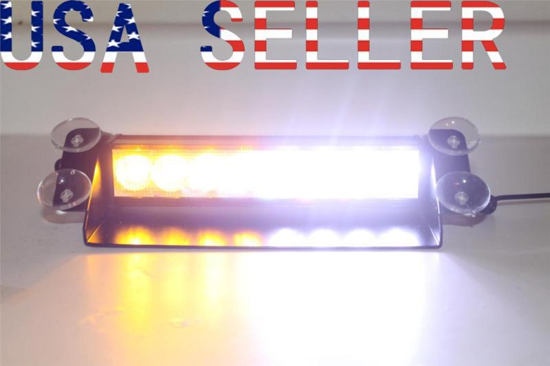 7flashing modes 8led car strobe flash car truck boat dash light white/amber