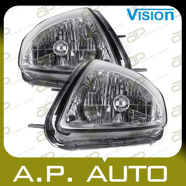 Pair head light lamp assembly 02-05 mitsubishi eclipse base gs gt gts spyder l+r