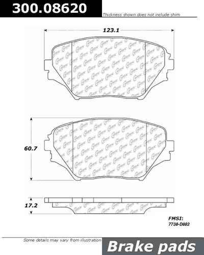 Centric 300.08620 brake pad or shoe, front-premium semi-met pads w/shims