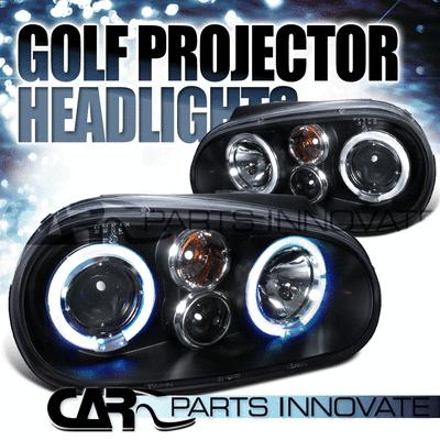 Fit vw 99-06 golf mk4 gti r32 cabrio halo projector headlights lamp black