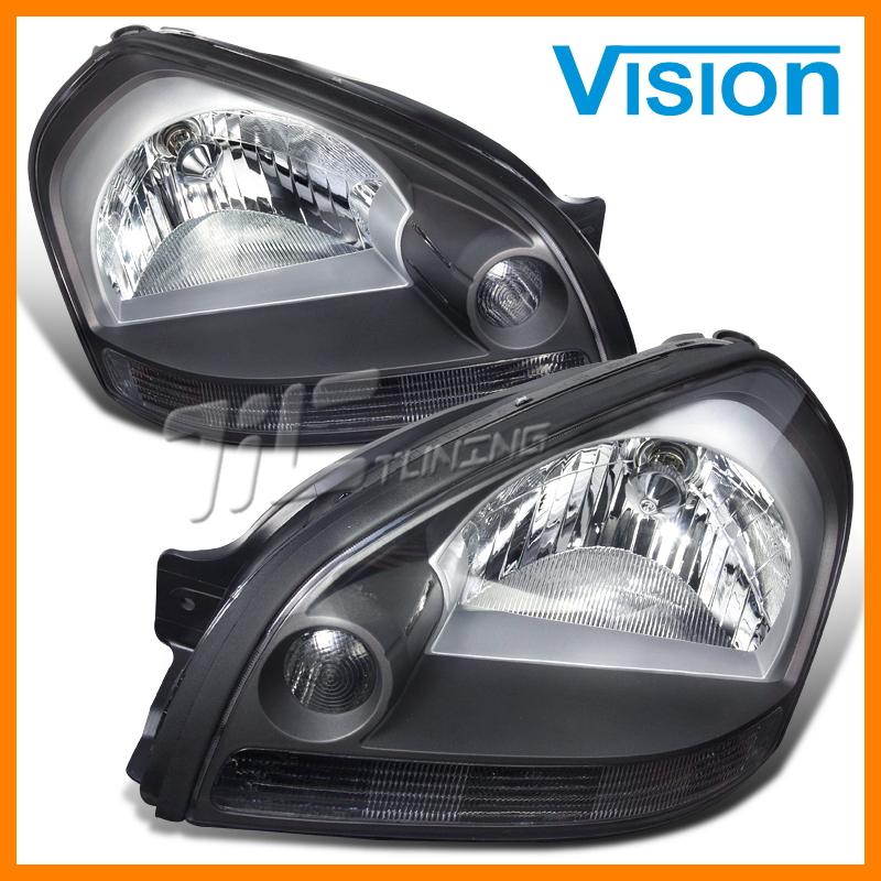 Left right side headlamp for 2005-2009 hyundai tucson gray bezel clear refl pair