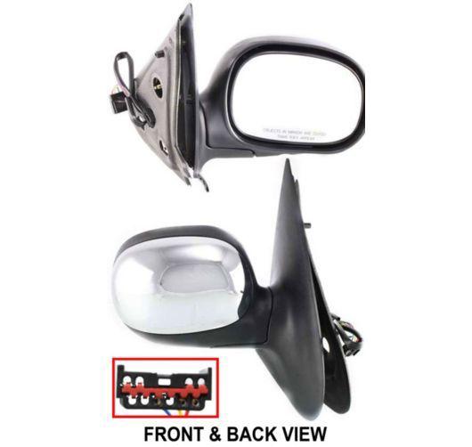 New passengers power side view mirror glass black/chrome housing assembly ford