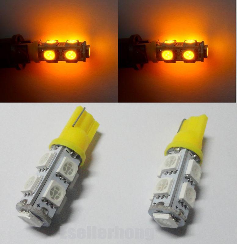 2x yellow 9-smd t10 168 192 194 926 923 9-smd car led wedge parking lights #hf3