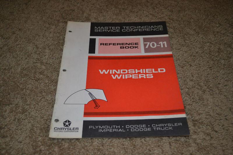 Windshield wipers service training book 1970 dodge plymouth chrysler