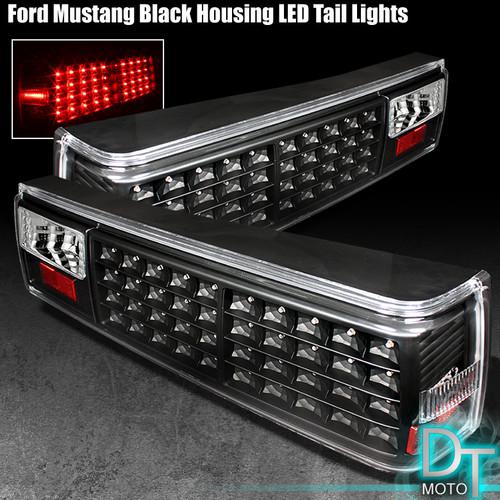 Black 87-93 ford mustang full led tail lights lamps left+right sets pair