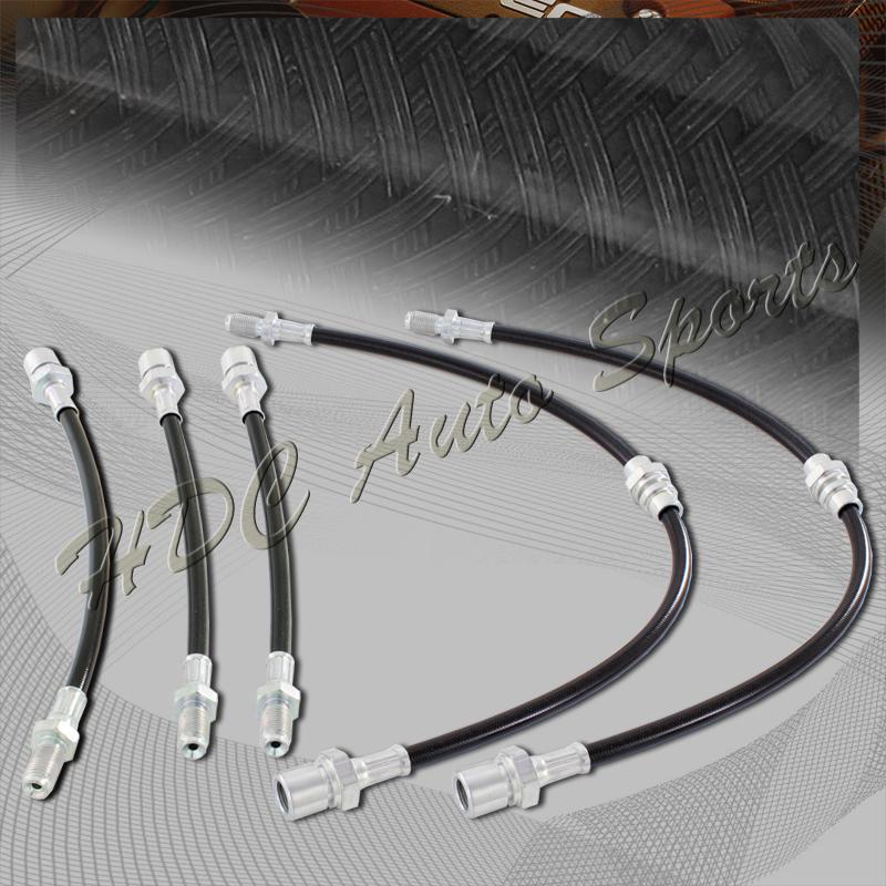 94-97 toyota corolla e80 front+rear stainless steel brake line hose kit - black