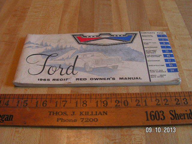 1965 ford original owner's / owners manual / galaxie / custom / ltd / wagon