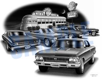 Chevelle ss 1966 muscle car auto art print   ** free usa shipping **