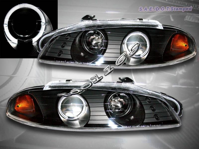 1997-1999 mitsubishi eclipse projector headlights one halo black 1997 1998 1999