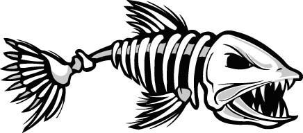 Skeleton fish vinyl decal sticker kayak fishing car truck boat salt life pole 