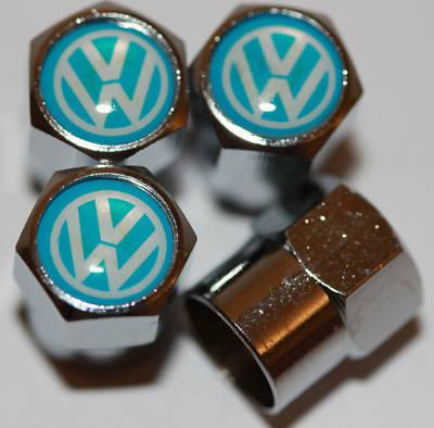 Volkswagen blue tire valve caps beetle passat scirocco jetta tiguan golf polo vw