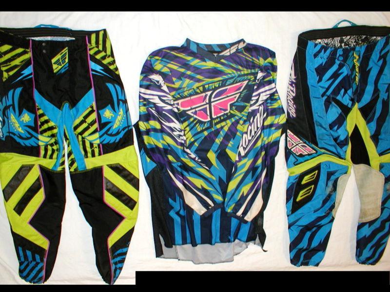 Kinetic fly racing jersey & 2 pants mx atv motocross dirt bike gear combo 