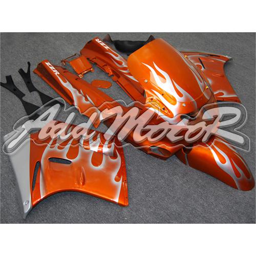 Yes2yeah fairing fit zx-11 zz-r1100 1990 1991 1992 silver flames orange 11w11