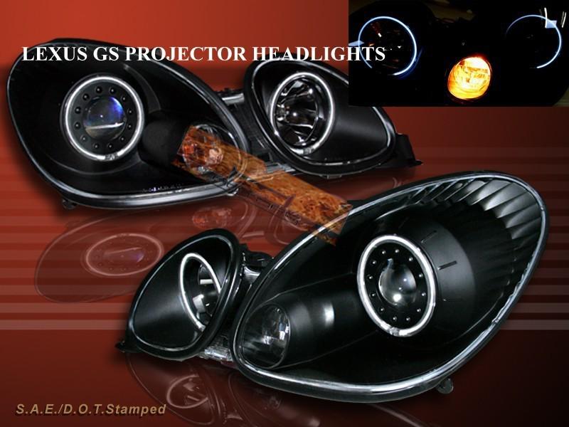 98-05 lexus gs-300/gs-400/gs-430 black ccfl two halo projector headlights