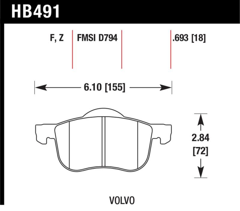 Hawk performance hb491z.693 disc brake pad 99-08 s60 s80 v70 xc70