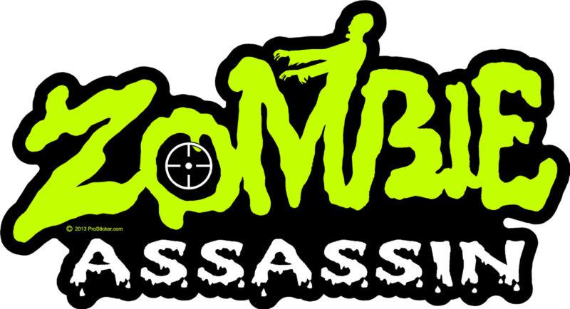 1- zombie assassin decal sticker 4x7 inches bio hazard outbreak new!! look