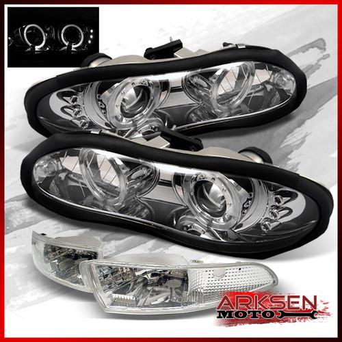 98-02 chevy camaro dual halo projector led headlights +euro bumper signal lamps